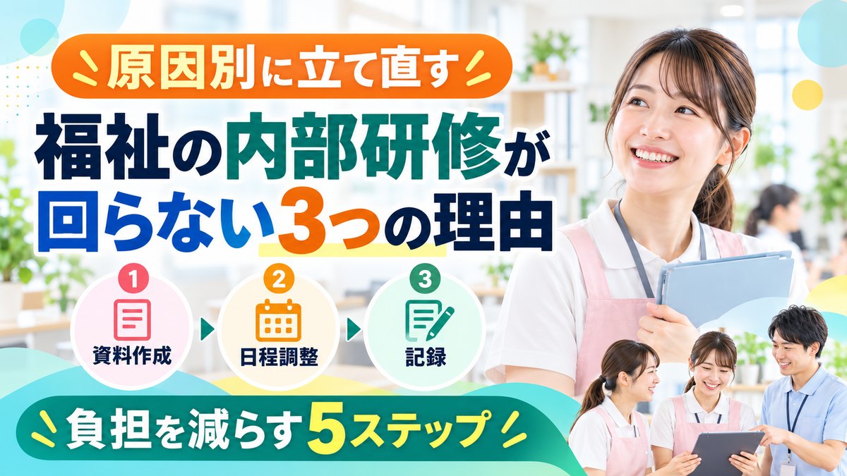 【原因別に立て直す】福祉の内部研修が回らない3つの理由|資料作成・日程調整・記録の負担を減らす5ステップ