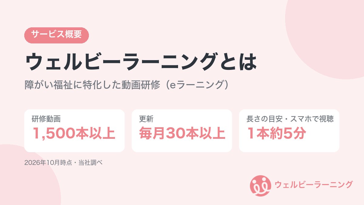 ウェルビーラーニングとは（障がい福祉に特化した動画研修）